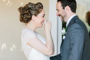 First look: it's always fun when the couple has a special moment before the ceremony. Photo by Katie Jackson